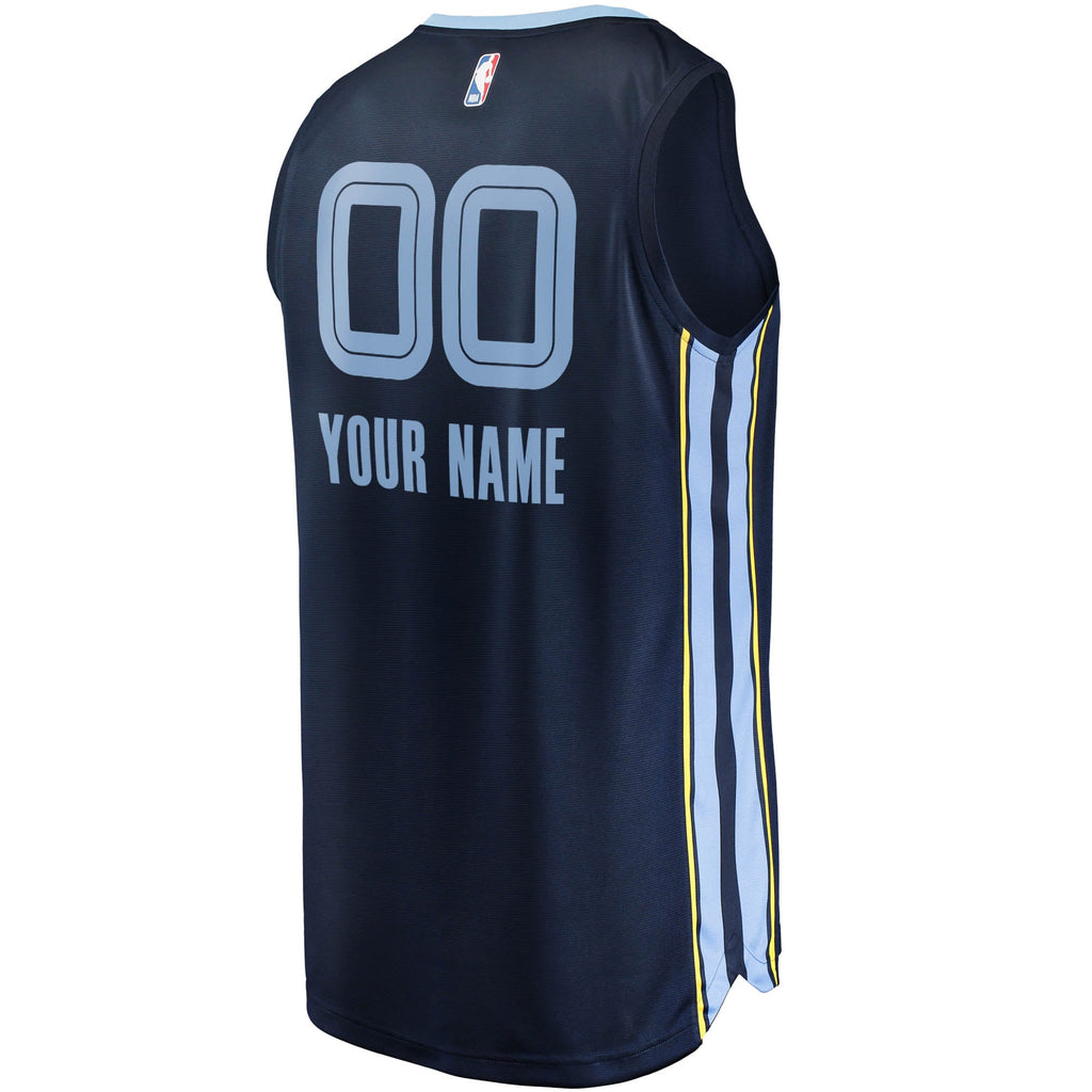 Memphis Grizzlies Fanatics Navy Fast Break Custom Replica Jersey - Icon Edition for Men product image 4, provided for visual