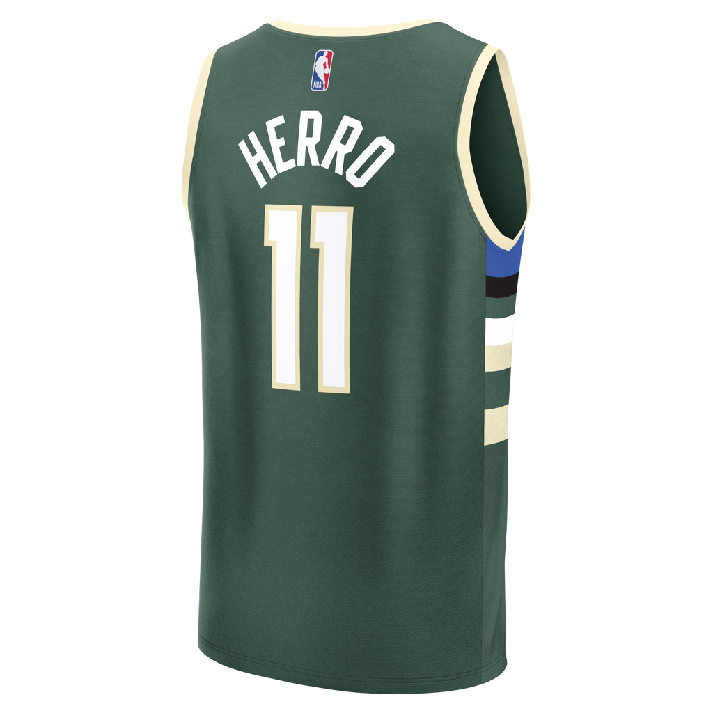 Milwaukee Bucks Tyler Herro Fanatics Hunter Green Fast Break Replica Jersey - Icon Edition for Men product image 4, provided