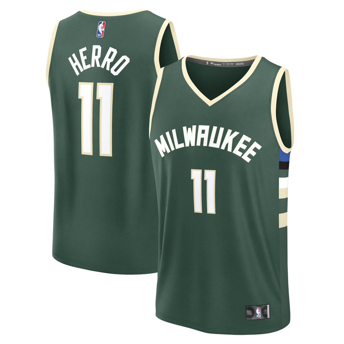 Milwaukee Bucks Tyler Herro Fanatics Hunter Green Fast Break Replica Jersey - Icon Edition for Men product image 1, provided