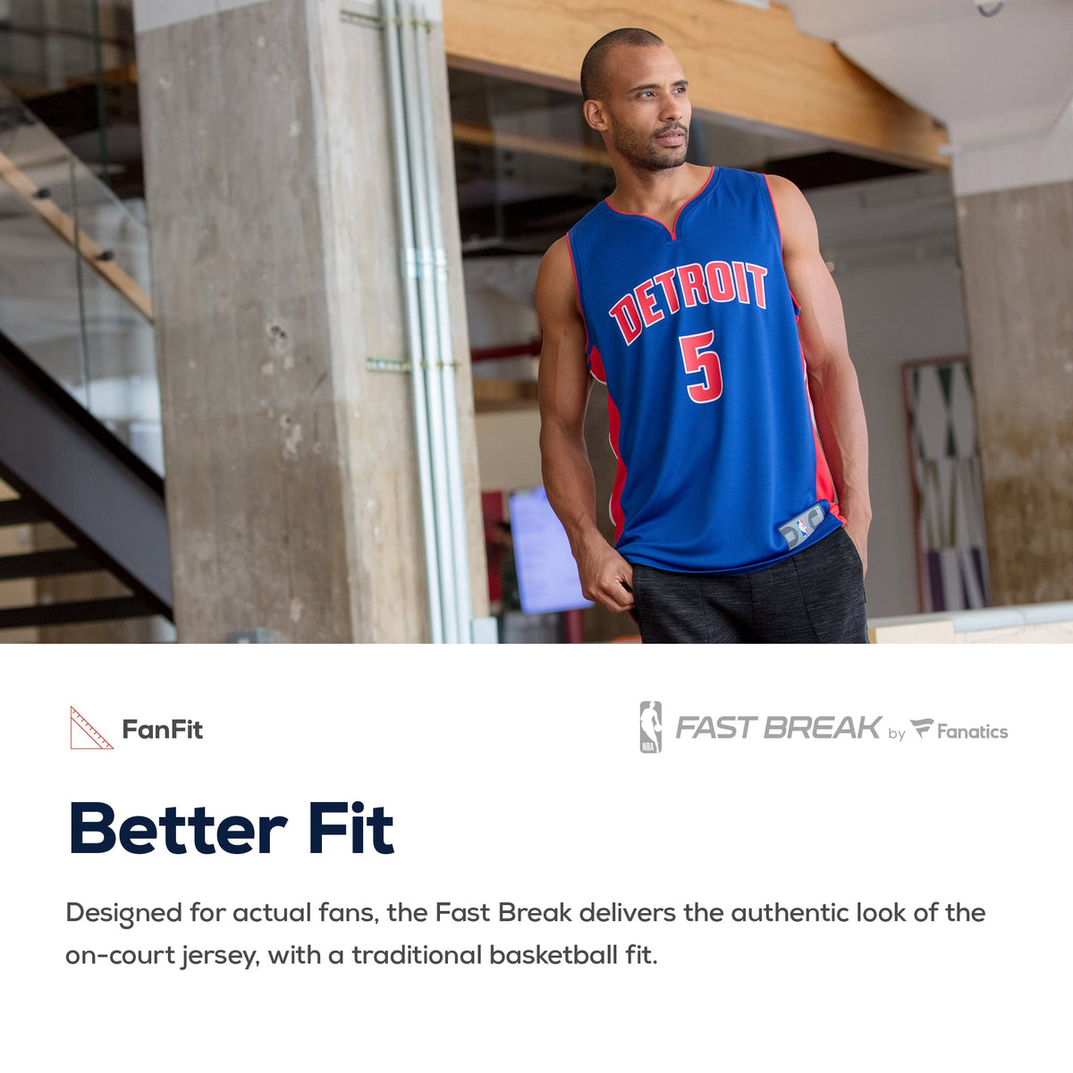 Detroit Pistons Fanatics White Fast Break Custom Replica Jersey - Association Edition for Men product image 5, provided for