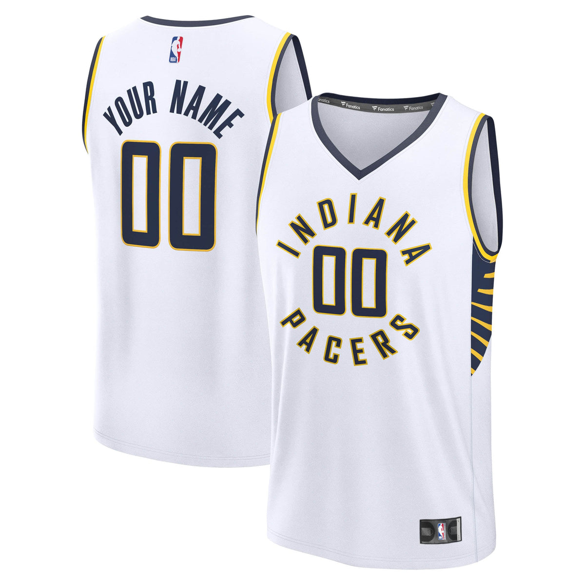 Indiana Pacers Fanatics White Fast Break Custom Jersey - Icon Edition for Men product image 1, provided for visual reference
