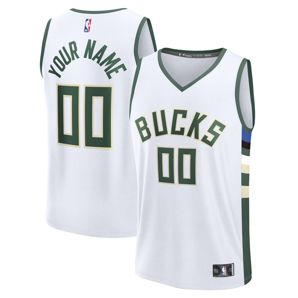 Milwaukee Bucks Fanatics White Fast Break Custom Jersey - Association Edition for Men product image 2, provided for visual