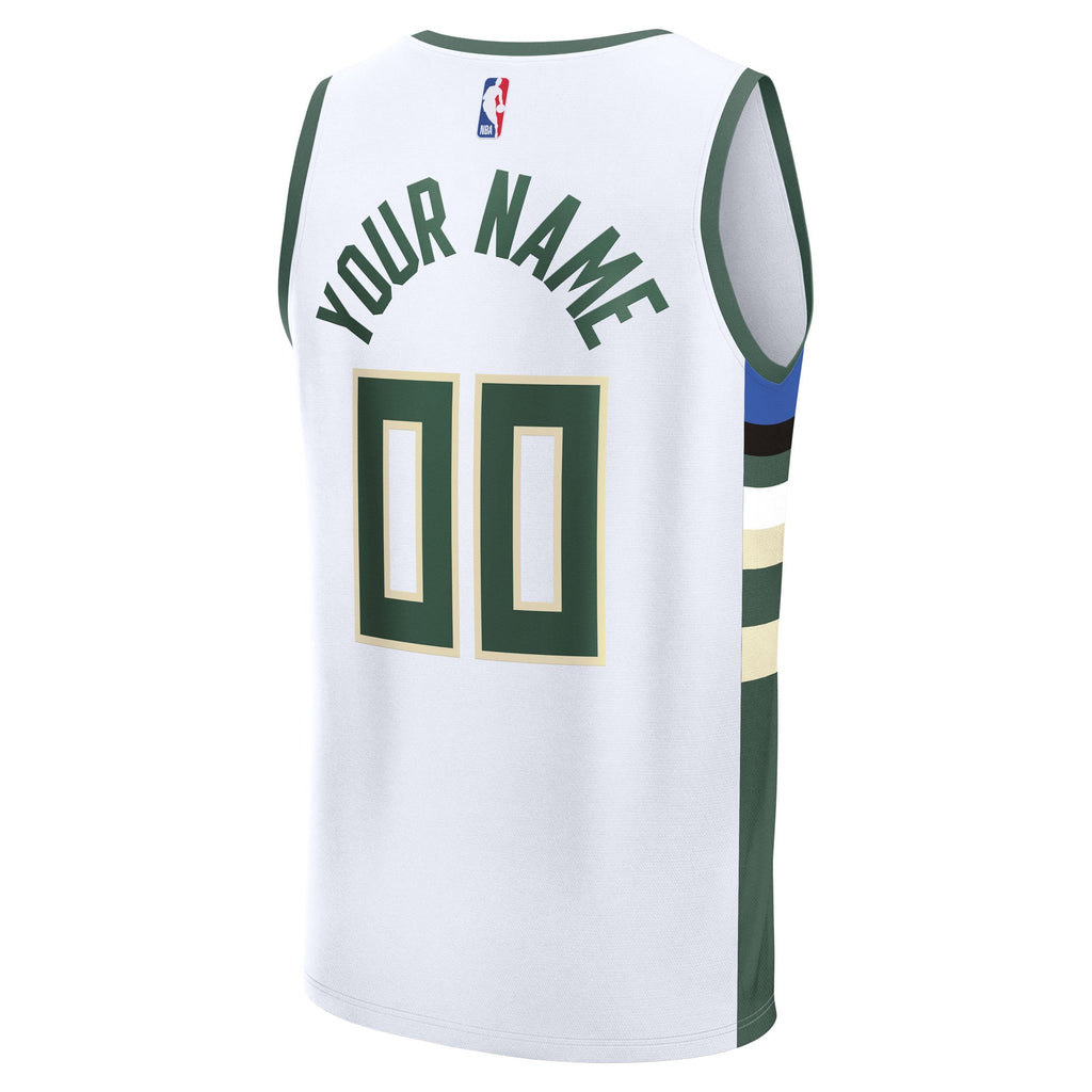 Milwaukee Bucks Fanatics White Fast Break Custom Jersey - Association Edition for Men product image 4, provided for visual