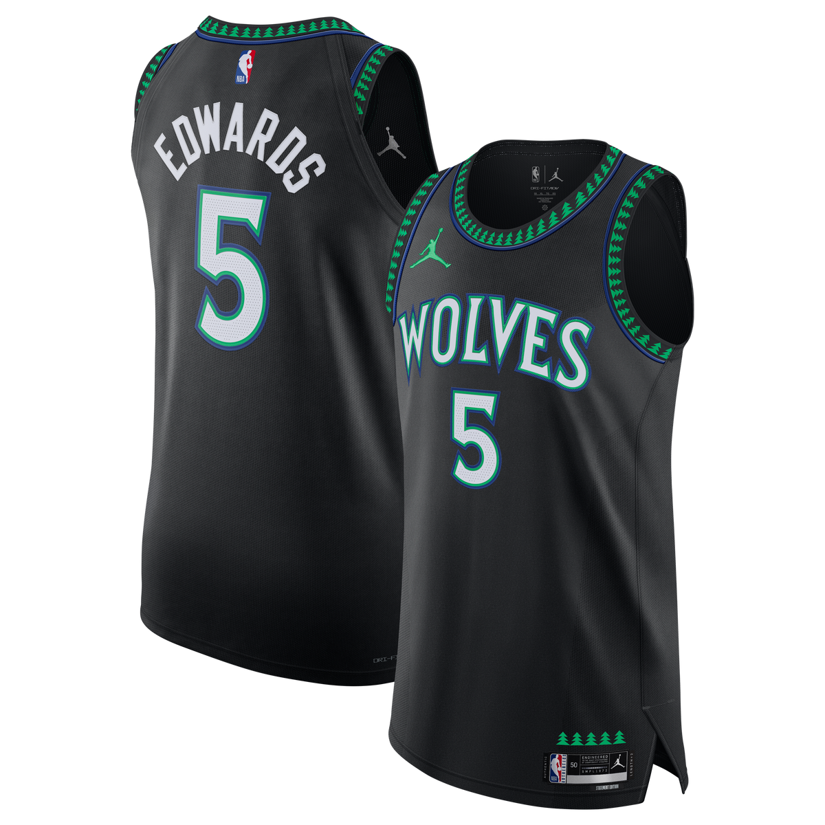 Minnesota Timberwolves Anthony Edwards Jordan Brand Black Authentic Jersey - Statement Edition for Men product image 2,
