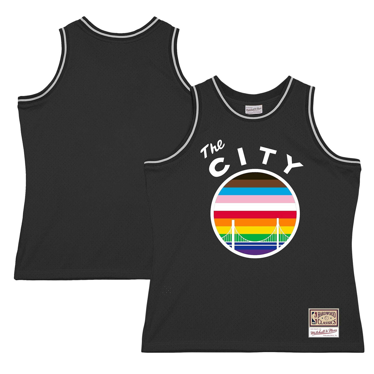 Golden State Warriors Mitchell & Ness Black Hardwood Classic Pride Jersey for Men product image 2, provided for visual