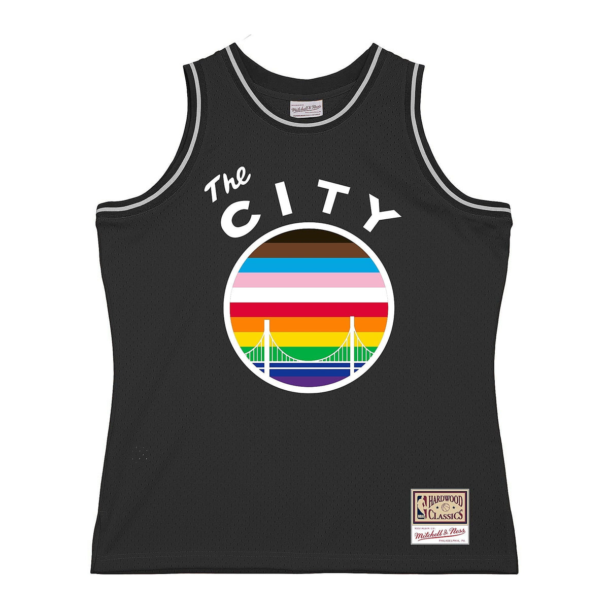 Golden State Warriors Mitchell & Ness Black Hardwood Classic Pride Jersey for Men product image 3, provided for visual