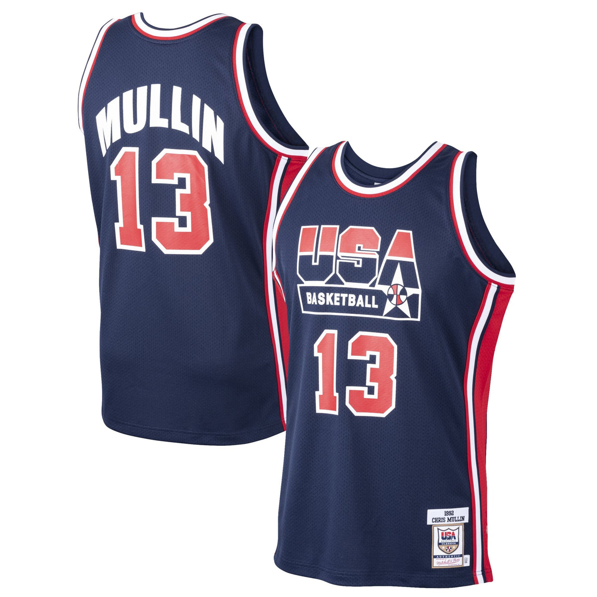 USA Basketball Chris Mullin Mitchell & Ness Navy 1992 Dream Team Authentic Jersey for Men product image 2, provided for