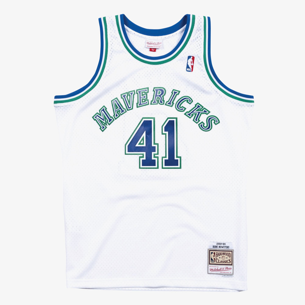 Dallas Mavericks Dirk Nowitzki Mitchell & Ness White 1998-99 Hardwood Classics Swingman Jersey for Men product image 2,