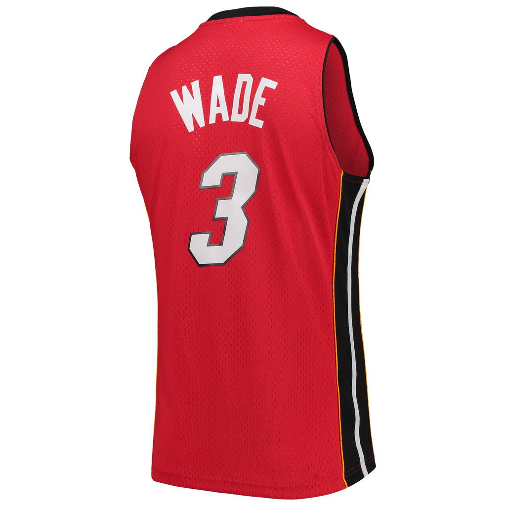 Miami Heat Dwyane Wade Mitchell & Ness Red Hardwood Classics Swingman Jersey for Men product image 4, provided for visual