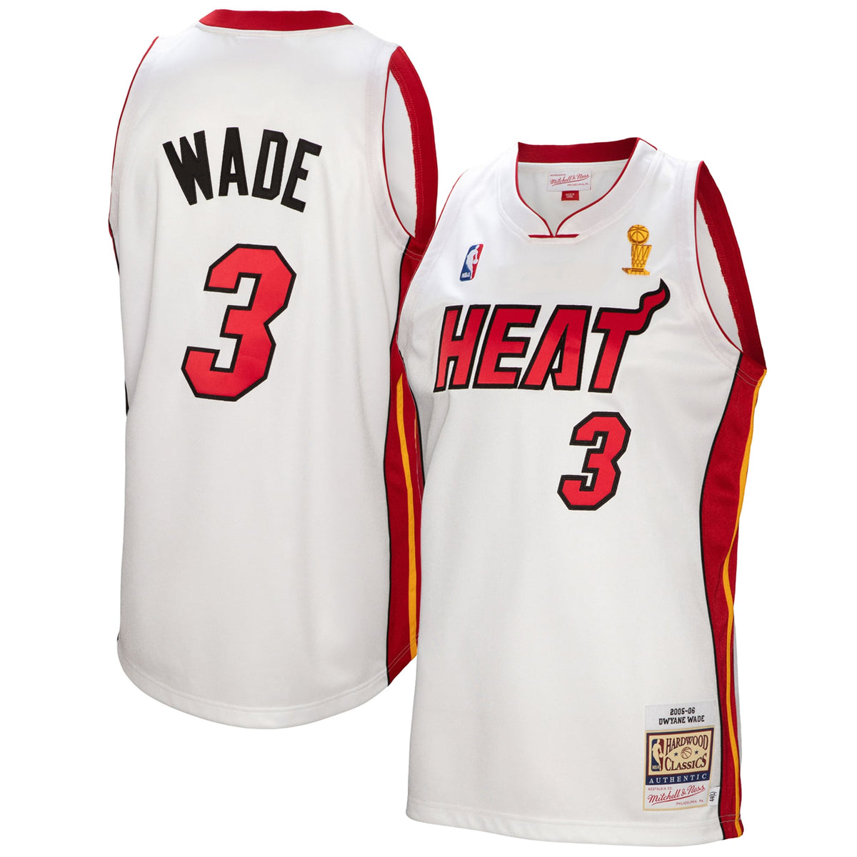 Miami Heat Dwyane Wade Mitchell & Ness White 2005-06 Authentic Player Jersey for Men product image 2, provided for visual