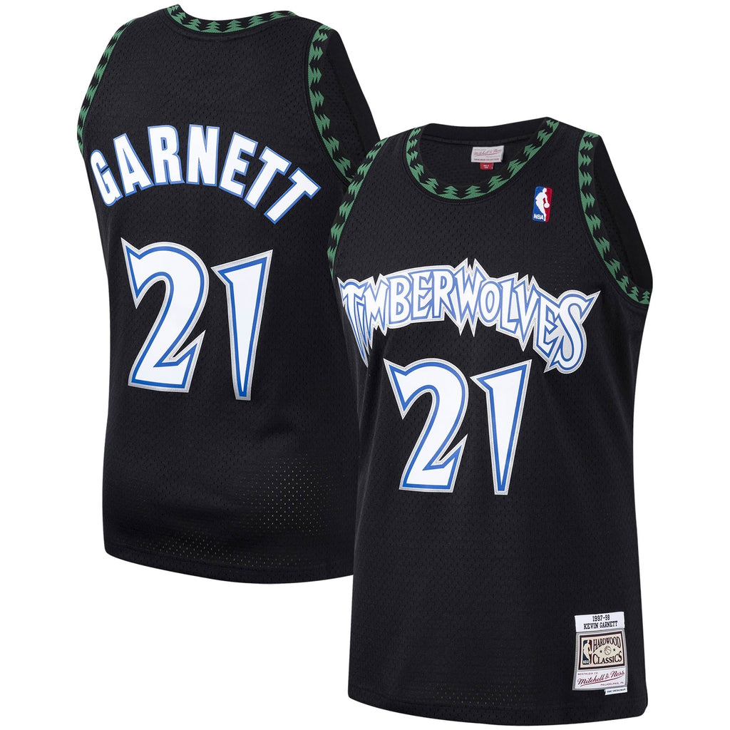 Minnesota Timberwolves Kevin Garnett Mitchell & Ness Black Hardwood Classics Swingman Jersey for Men product image 2,