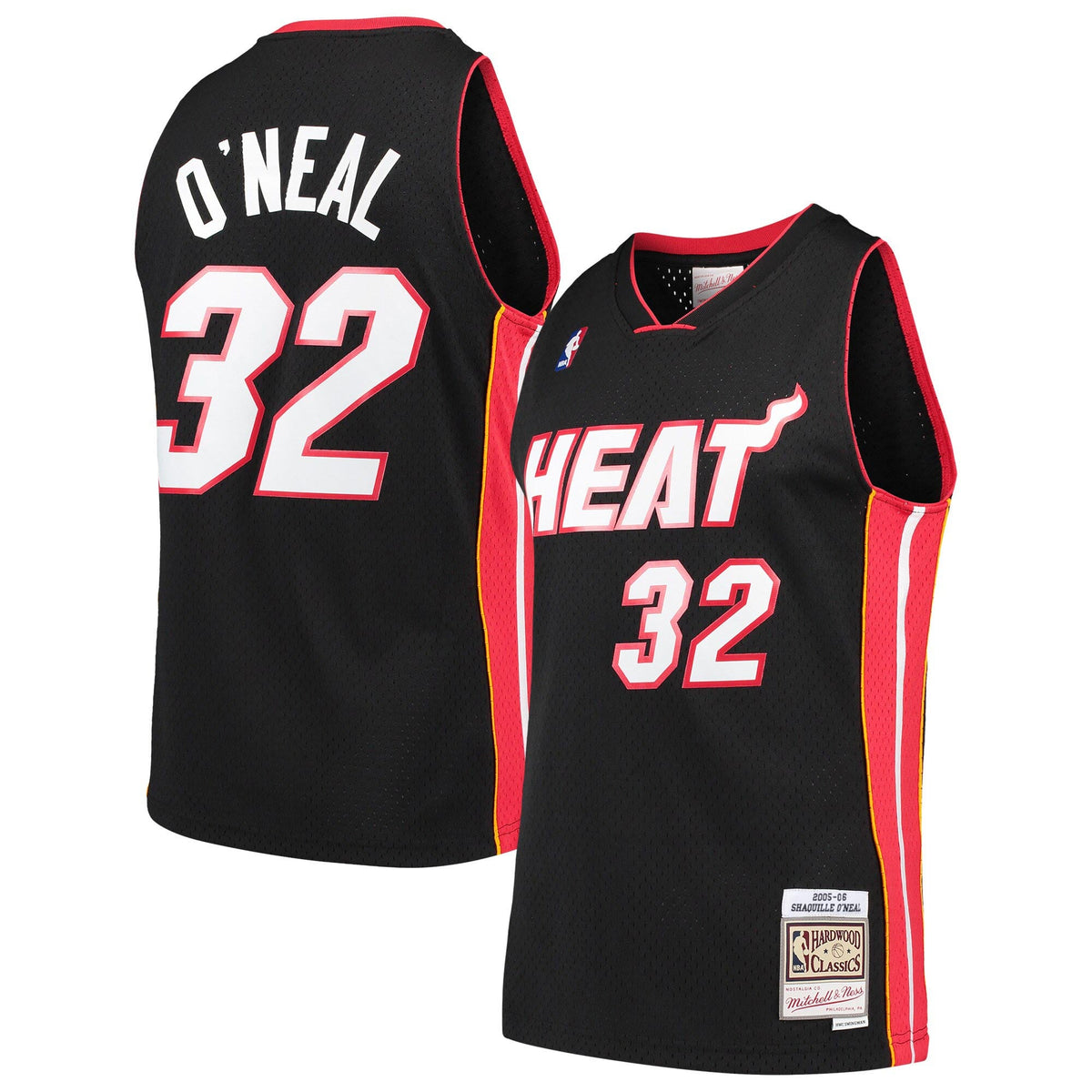 Miami Heat Shaquille O'Neal Mitchell & Ness Black Hardwood Classics Swingman Jersey for Men product image 1, provided for
