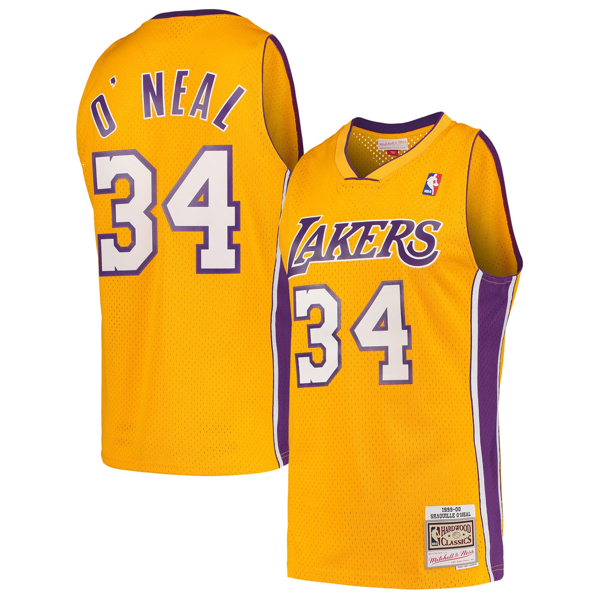 Los Angeles Lakers Shaquille O'Neal Mitchell & Ness Gold Hardwood Classics Swingman Jersey for Men product image 2, provided
