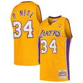 Los Angeles Lakers Shaquille O'Neal Mitchell & Ness Gold Hardwood Classics Swingman Jersey for Men product image 1, provided