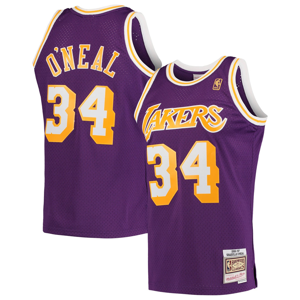 Los Angeles Lakers Shaquille O'Neal Mitchell & Ness Purple Hardwood Classics Swingman Jersey for Men product image 2,