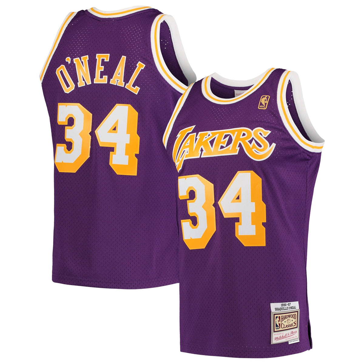 Los Angeles Lakers Shaquille O'Neal Mitchell & Ness Purple Hardwood Classics Swingman Jersey for Men product image 2,