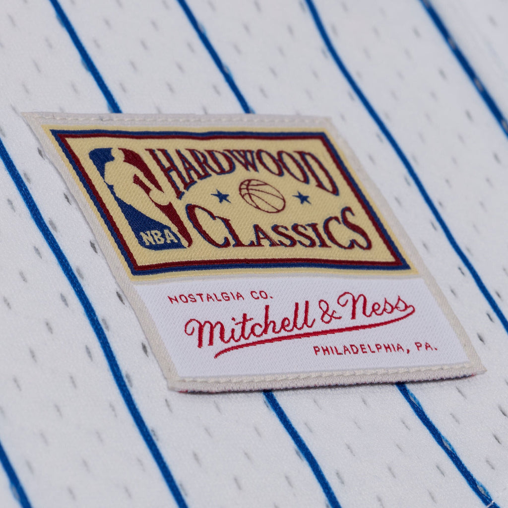 Detroit Pistons Mitchell & Ness White Head Coach Pinstripe Mesh Full-Button Baseball Jersey for Men product image 4,