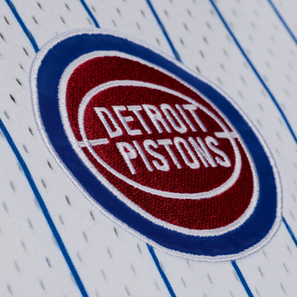 Detroit Pistons Mitchell & Ness White Head Coach Pinstripe Mesh Full-Button Baseball Jersey for Men product image 6,