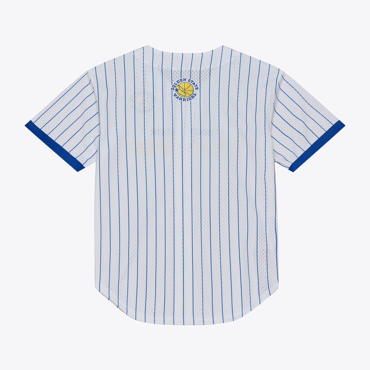 Golden State Warriors Mitchell & Ness White Head Coach Pinstripe Mesh Full-Button Baseball Jersey for Men product image 3,