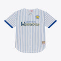 Golden State Warriors Mitchell & Ness White Head Coach Pinstripe Mesh Full-Button Baseball Jersey for Men product image 1,