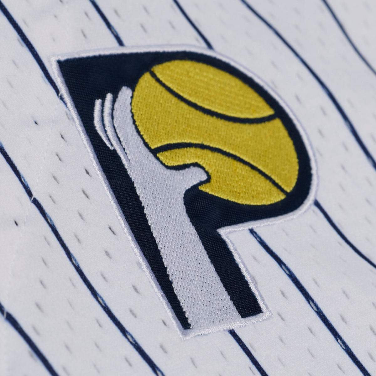 Indiana Pacers Mitchell & Ness White Head Coach Pinstripe Mesh Full-Button Baseball Jersey for Men product image 4, provided