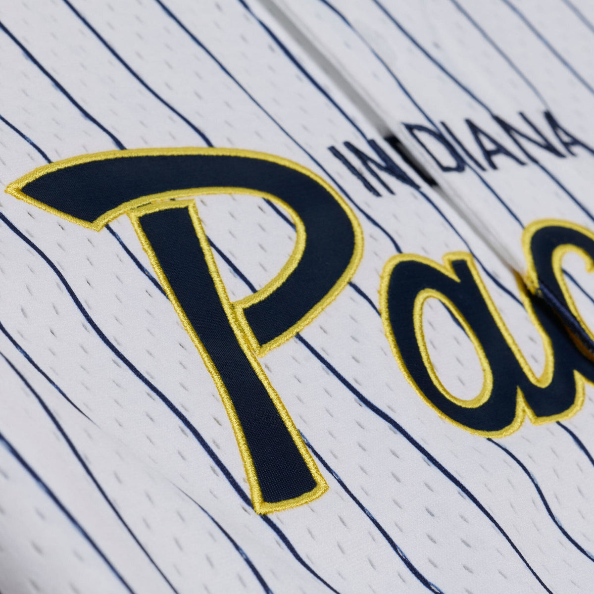 Indiana Pacers Mitchell & Ness White Head Coach Pinstripe Mesh Full-Button Baseball Jersey for Men product image 6, provided