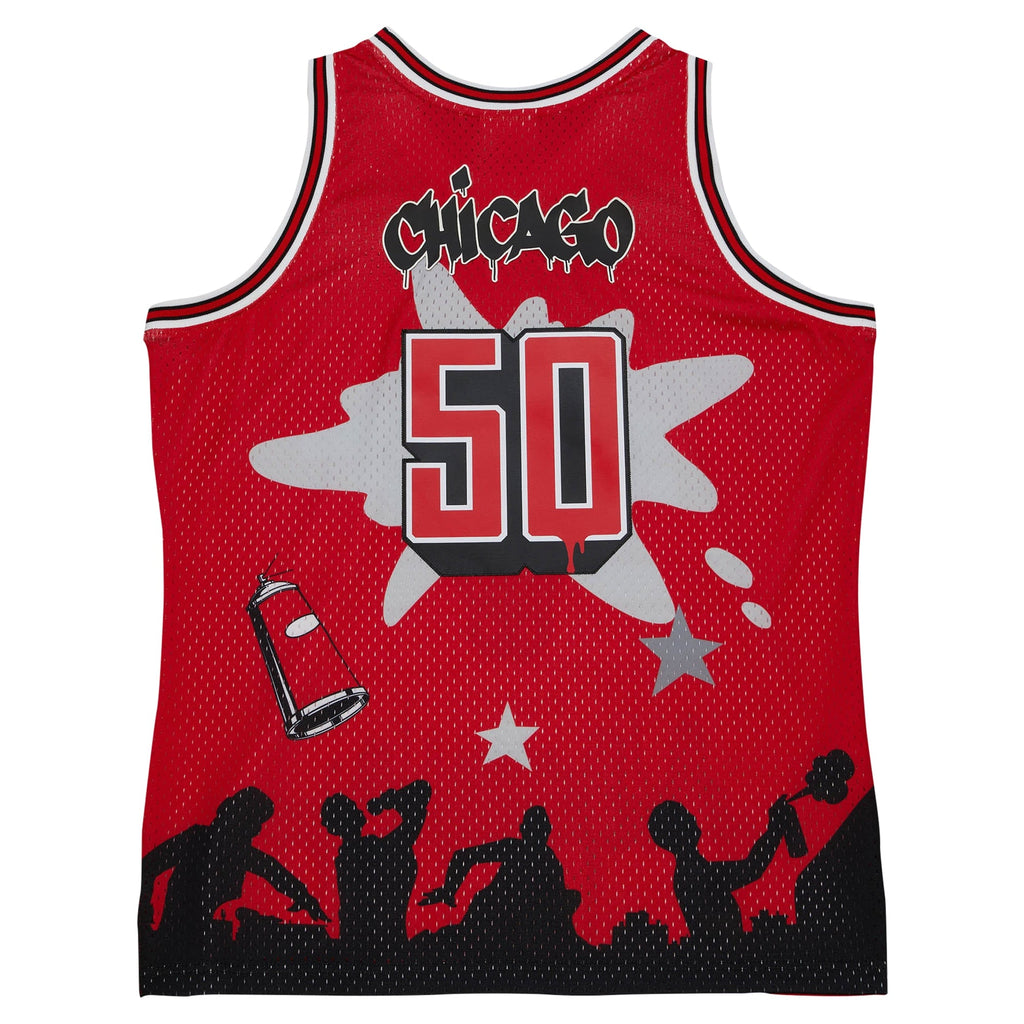 Chicago Bulls Mitchell & Ness x Tats Cru Red Hardwood Classics Fashion Jersey for Men product image 4, provided for visual