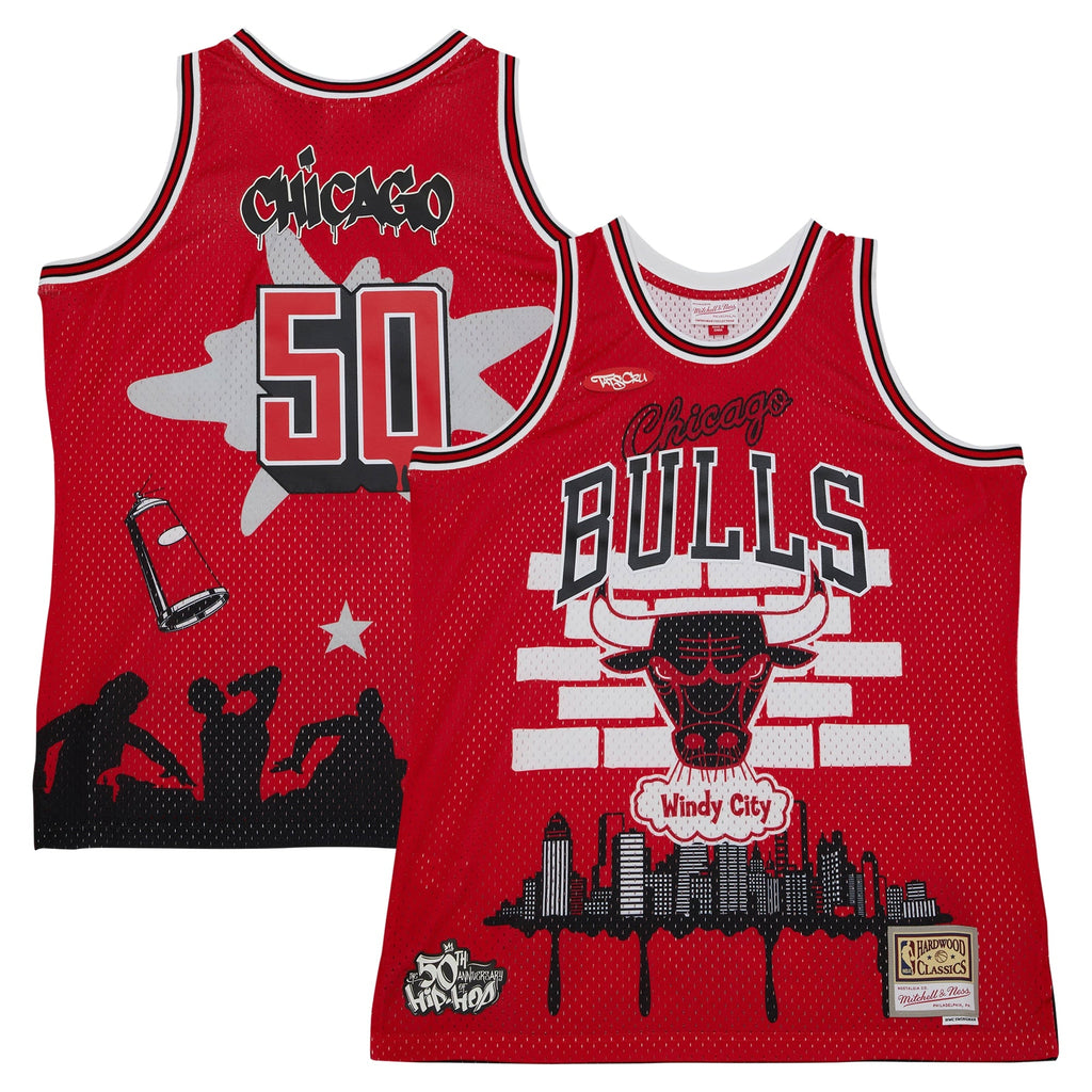 Chicago Bulls Mitchell & Ness x Tats Cru Red Hardwood Classics Fashion Jersey for Men product image 1, provided for visual