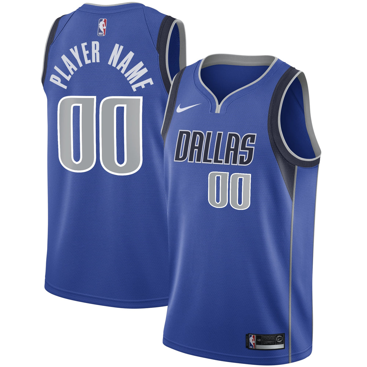 Dallas Mavericks Nike Blue Swingman Custom Jersey - Icon Edition for Men product image 2, provided for visual reference and