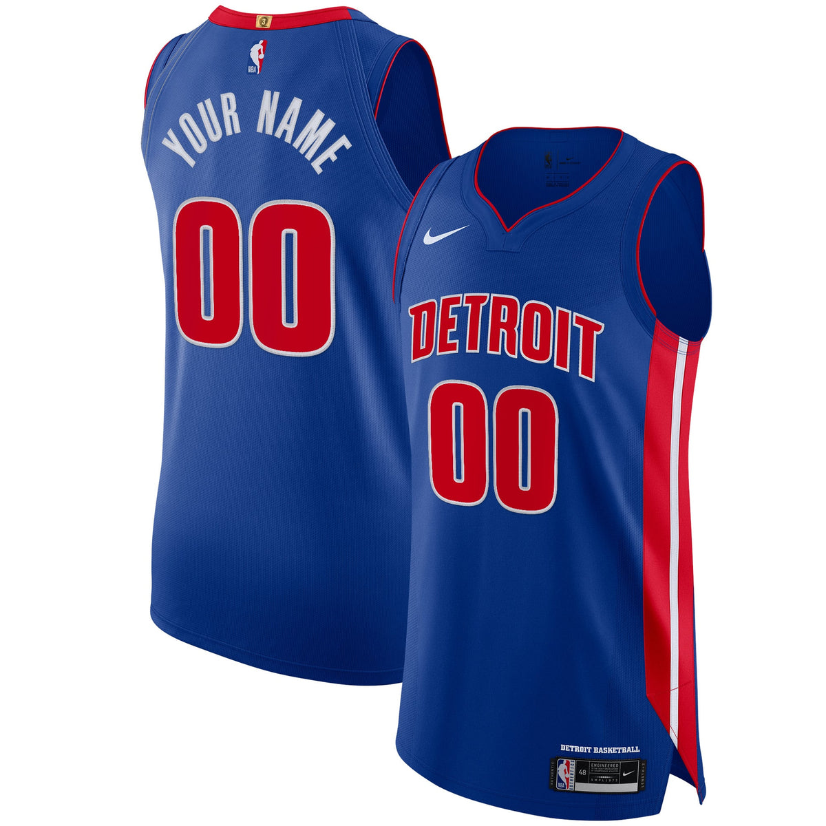 Detroit Pistons Nike Blue Authentic Custom Jersey - Icon Edition for Men product image 1, provided for visual reference and