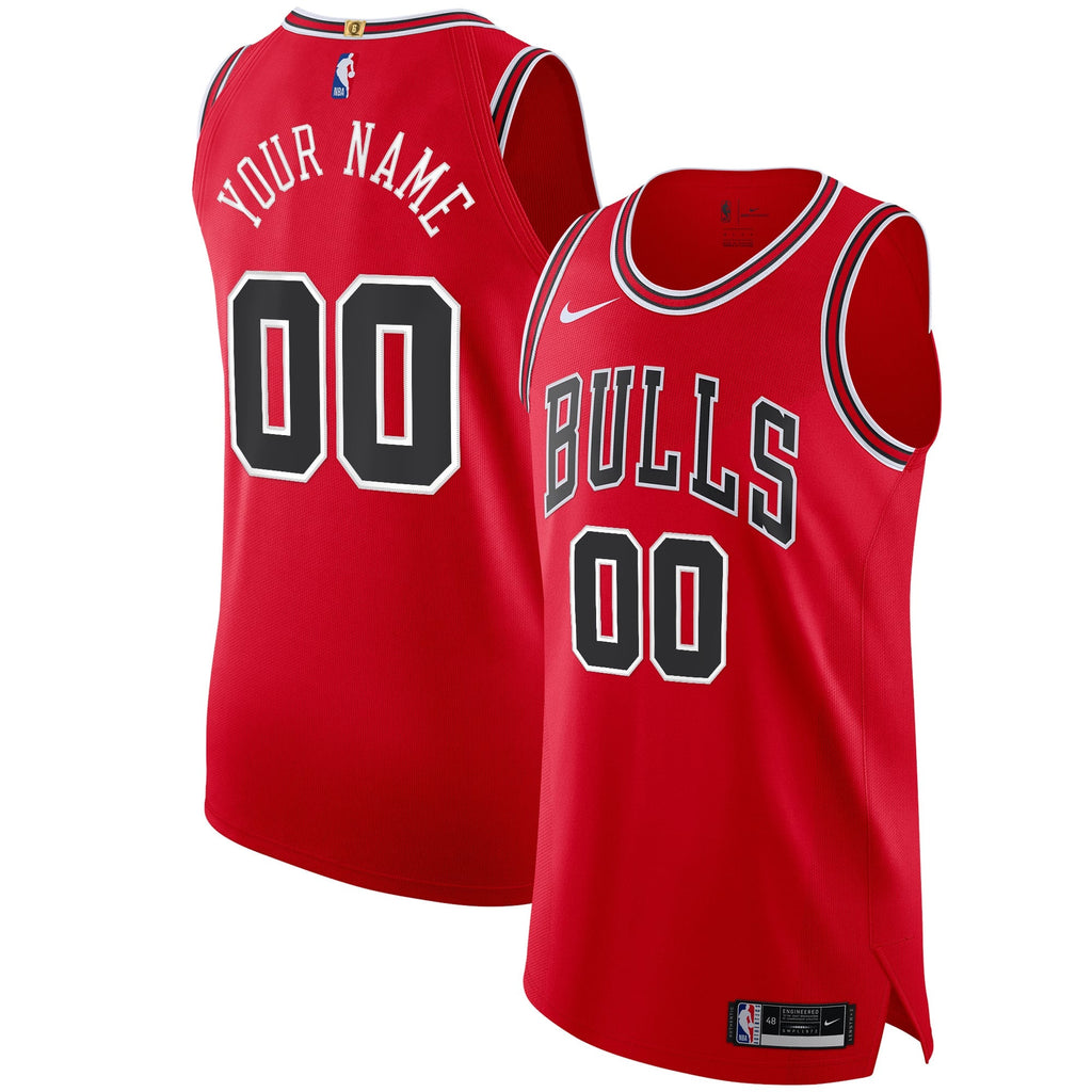 Chicago Bulls Nike Red Authentic Custom Jersey - Icon Edition for Men product image 1, provided for visual reference and