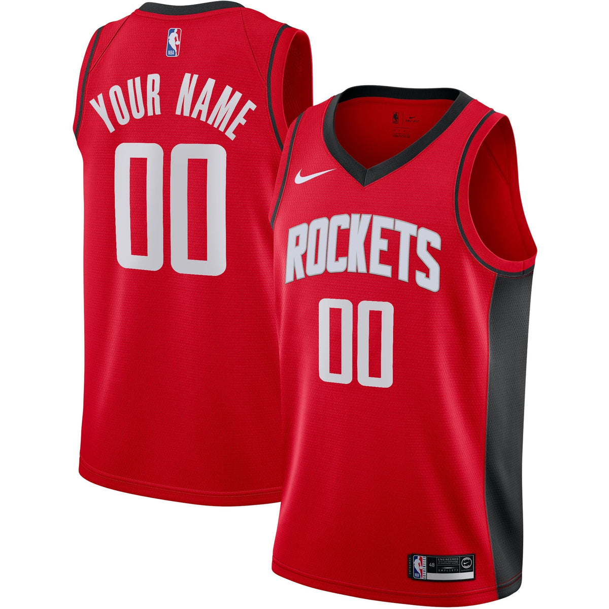Houston Rockets Nike Red Custom Swingman Jersey - Icon Edition for Men product image 1, provided for visual reference and