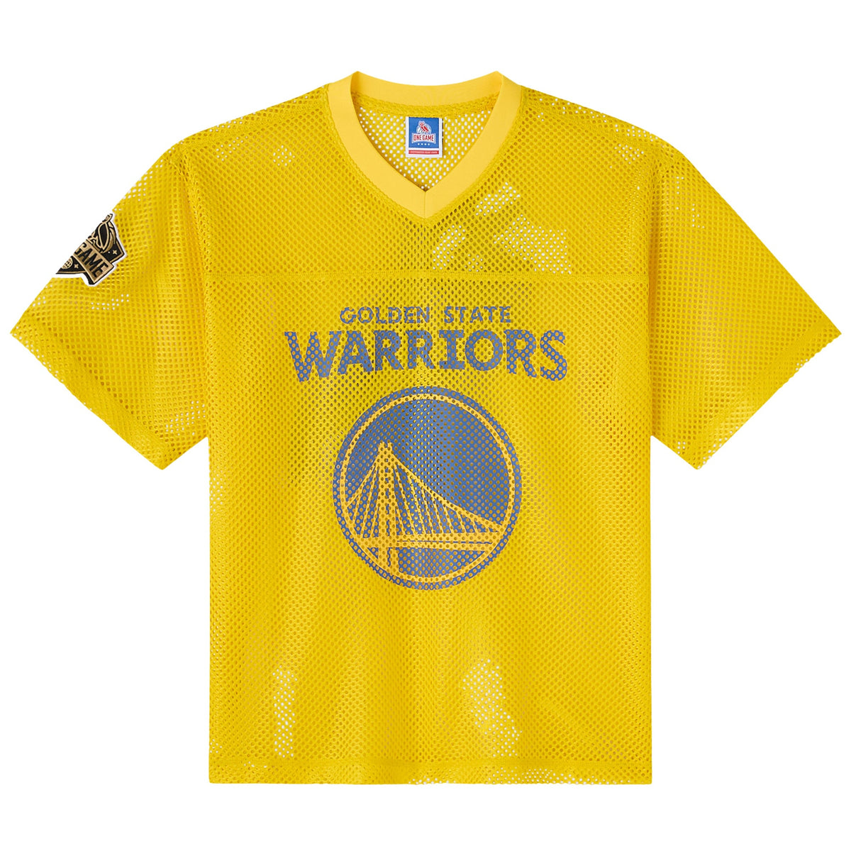 Golden State Warriors OVO x NBA Gold Mesh Football Fashion Jersey for Men product image 2, provided for visual reference and