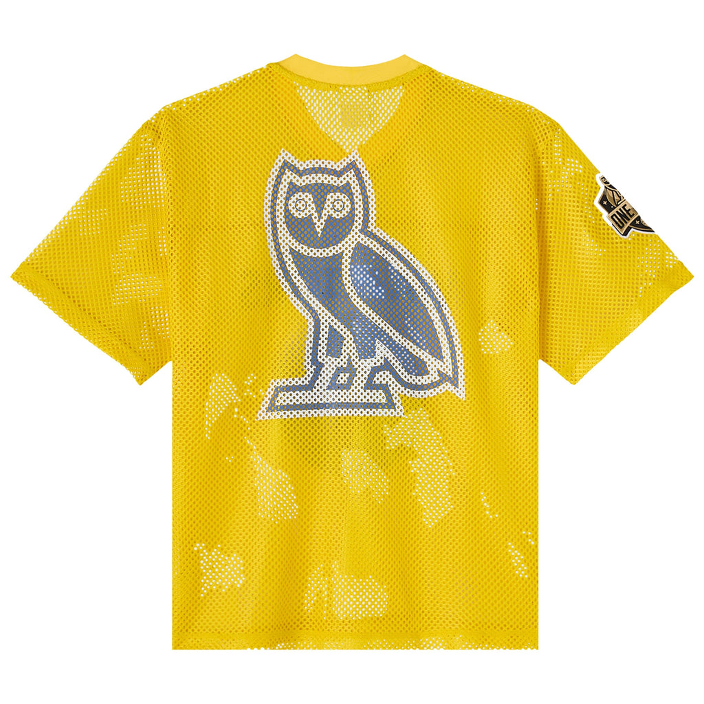 Golden State Warriors OVO x NBA Gold Mesh Football Fashion Jersey for Men product image 3, provided for visual reference and