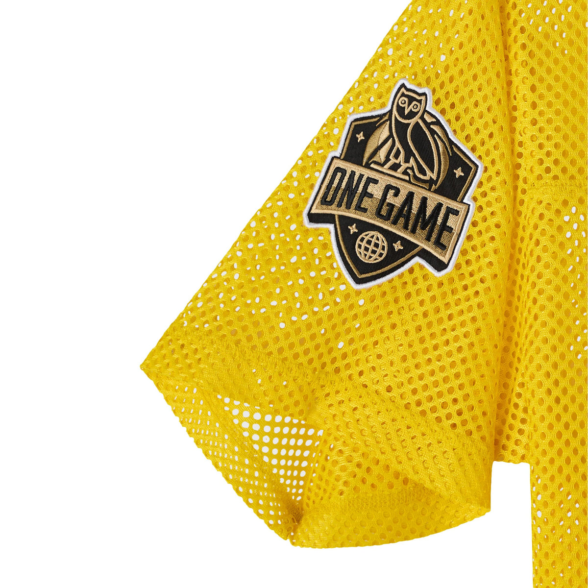 Golden State Warriors OVO x NBA Gold Mesh Football Fashion Jersey for Men product image 5, provided for visual reference and
