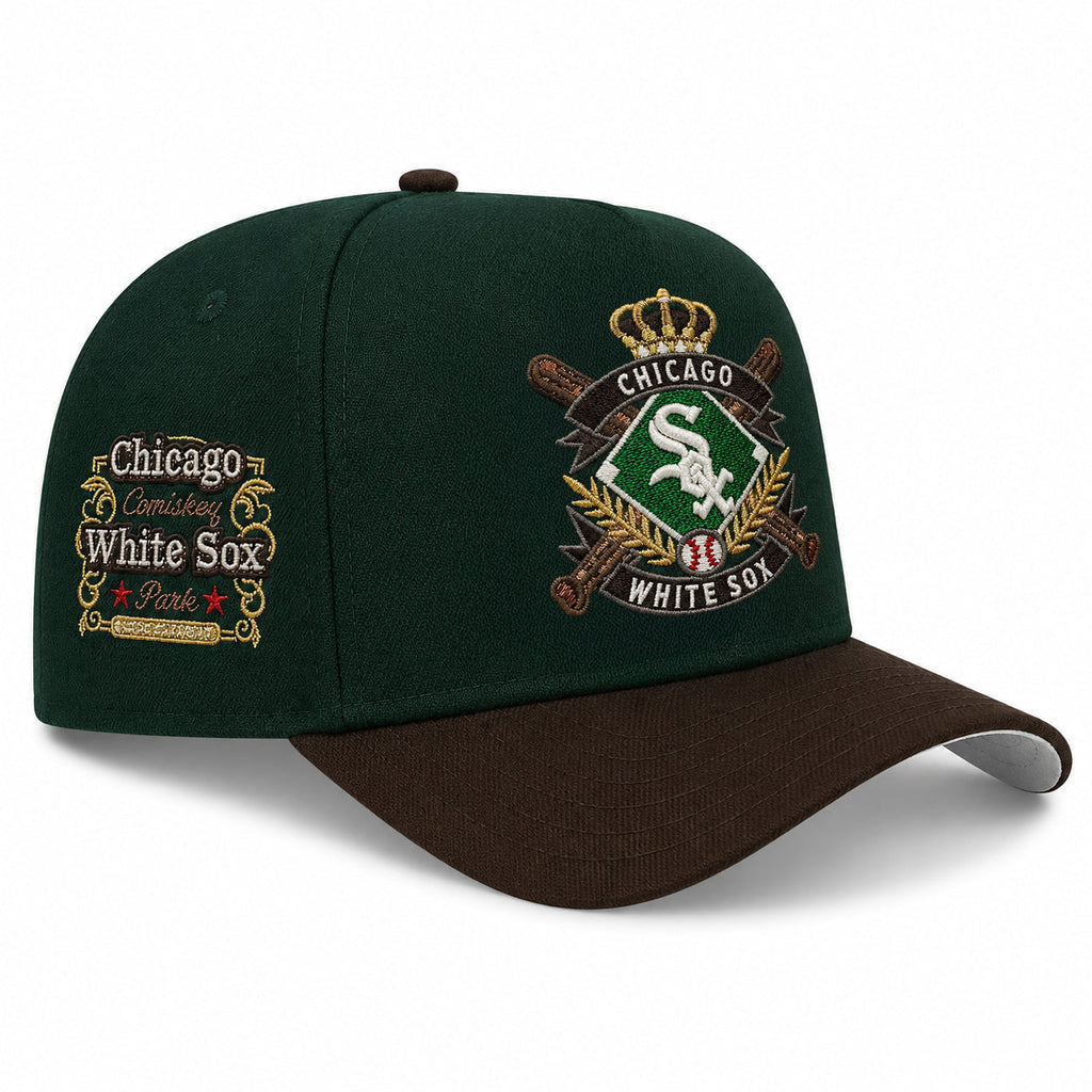 New Era Chicago White Sox 9FIFTY A-Frame Curved Snapback Hat Dark Green Walnut | MLB Adjustable Cap product image 1,