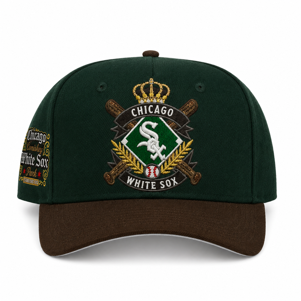 New Era Chicago White Sox 9FIFTY A-Frame Curved Snapback Hat Dark Green Walnut | MLB Adjustable Cap product image 2,