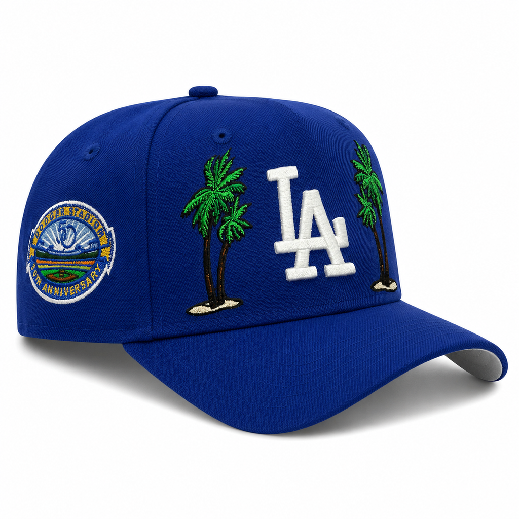 New Era Los Angeles Dodgers 9FIFTY A-Frame Curved Snapback Hat Royal | 50th Anniversary Patch | MLB Adjustable Cap product