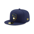 New Era Milwaukee Brewers 2020 Home 59FIFTY Fitted Hat | MLB Authentic On-Field Baseball Cap | Ball & Glove Logo product