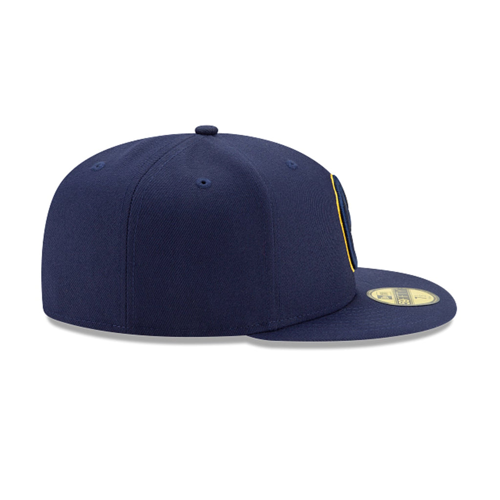 New Era Milwaukee Brewers 2020 Home 59FIFTY Fitted Hat | MLB Authentic On-Field Baseball Cap | Ball & Glove Logo product