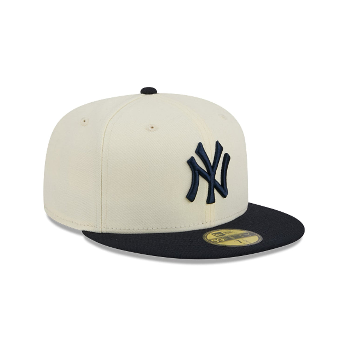 New Era New York Yankees Color Basic 59FIFTY Fitted Hat Cream Black | MLB Fitted Baseball Cap | COLOR BASIC 5950 NEYYAN