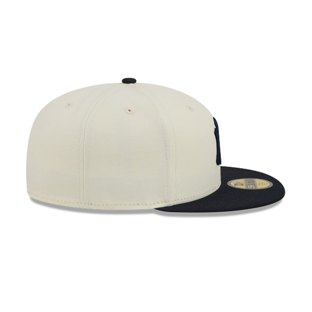 New Era New York Yankees Color Basic 59FIFTY Fitted Hat Cream Black | MLB Fitted Baseball Cap | COLOR BASIC 5950 NEYYAN