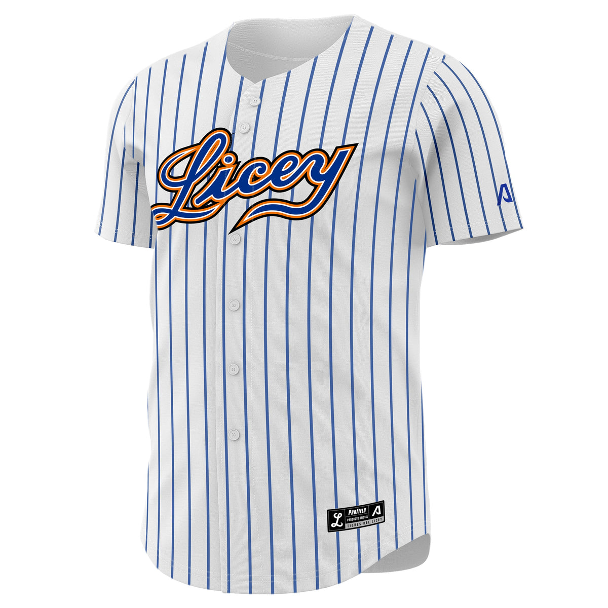 2025-2026 Official Licey Blue Pinstripe Jersey Arrieta - Men Classic LIDOM Baseball product image 1, provided for visual