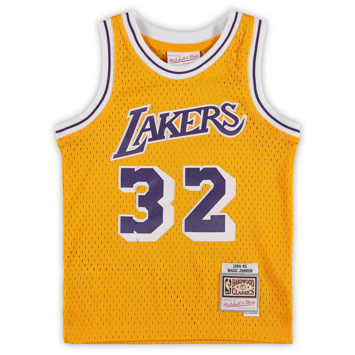 Preschool Los Angeles Lakers Magic Johnson Mitchell & Ness Gold 1984-1985 Hardwood Classics Throwback Team Jersey product