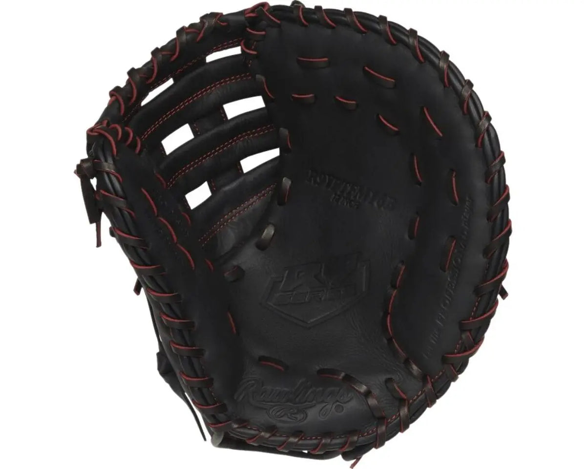 Rawlings R9YPTFM16B Glove RHT Black Red product image 2, provided for visual reference and product detail review