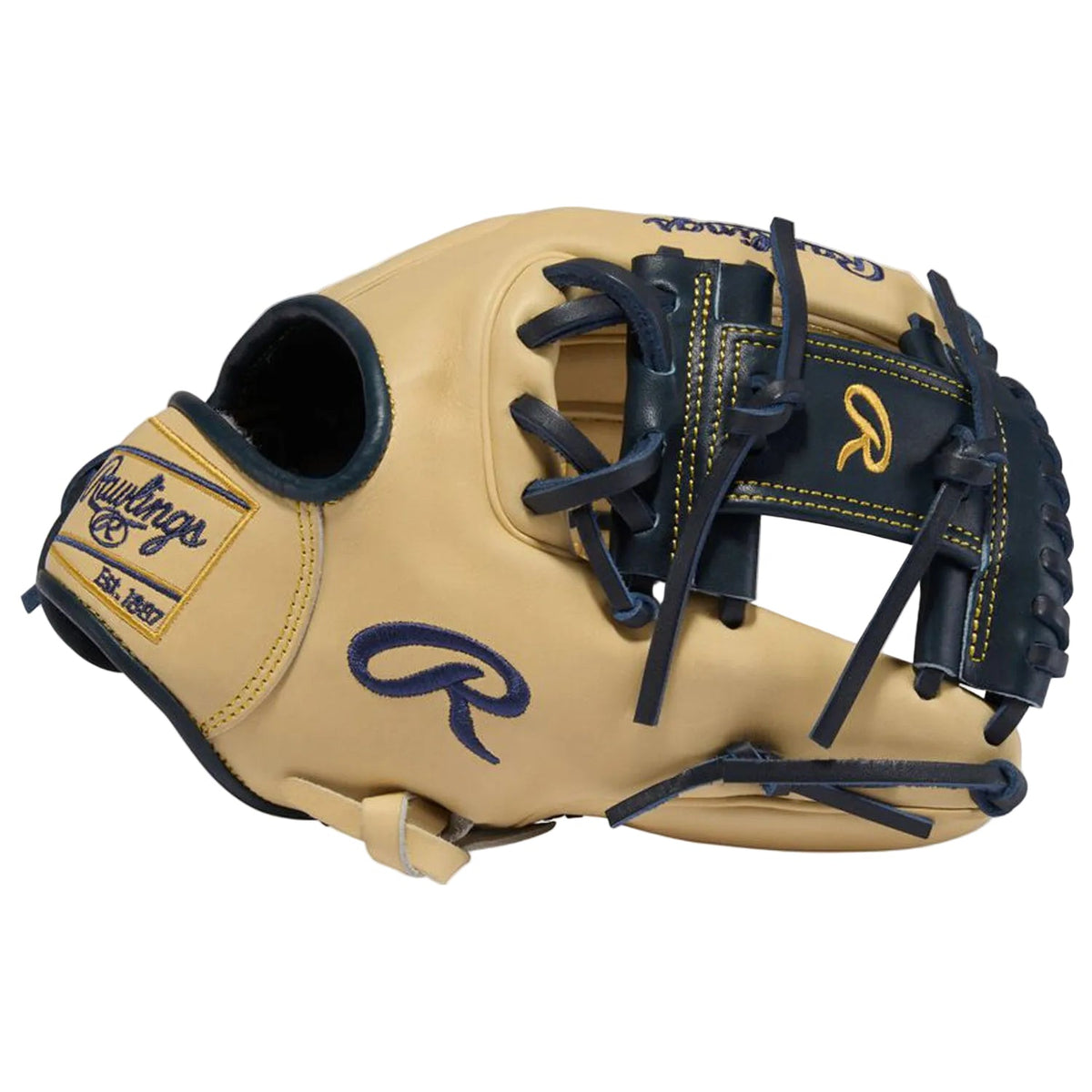 Rawlings Anthony Volpe Pro Preferred 11.5-Inch Infield Baseball Glove | Camel/Navy | AV11 Pattern product image 2, provided