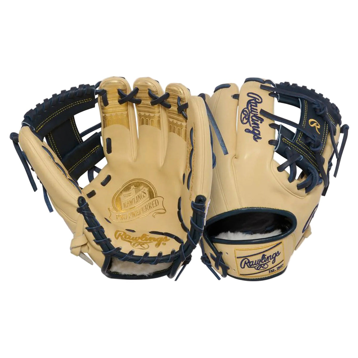 Rawlings Anthony Volpe Pro Preferred 11.5-Inch Infield Baseball Glove | Camel/Navy | AV11 Pattern product image 5, provided