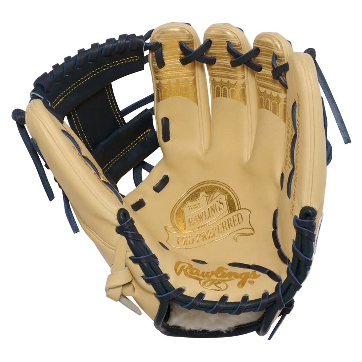 Rawlings Anthony Volpe Pro Preferred 11.5-Inch Infield Baseball Glove | Camel/Navy | AV11 Pattern product image 4, provided