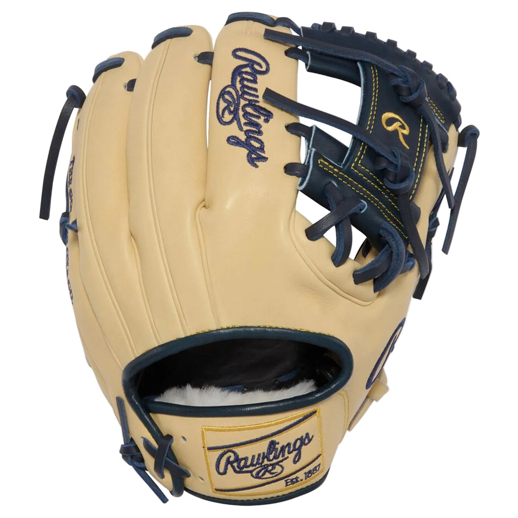 Rawlings Anthony Volpe Pro Preferred 11.5-Inch Infield Baseball Glove | Camel/Navy | AV11 Pattern product image 1, provided