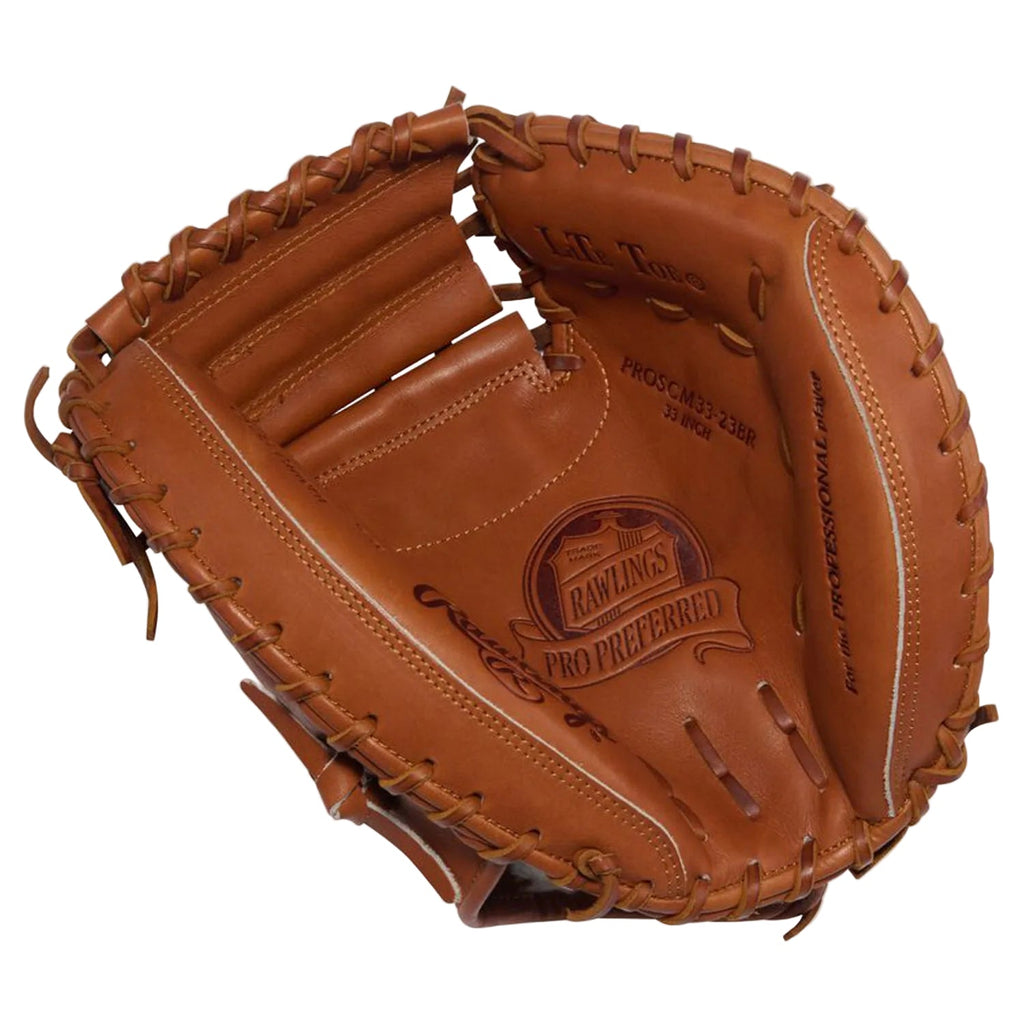 Rawlings Pro Preferred 33-Inch Baseball Catcher's Mitt | PROSCM33-23BR | Right Hand Throw product image 4, provided for